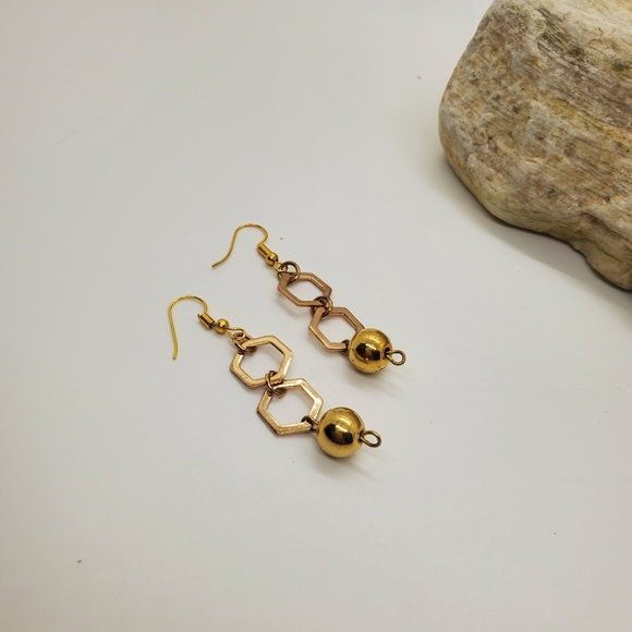 handmade gold mirror ball dangle earrings ( 5 for $20 ) - Picture 3 of 4
